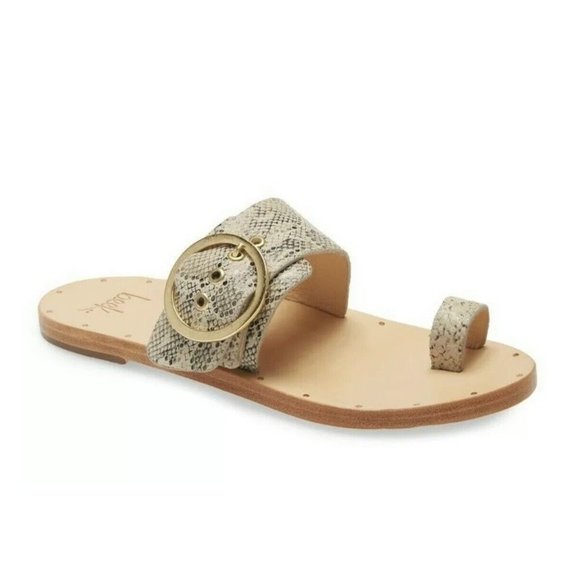 $300 BEEK Swift Toe Ring SNAKE LEATHER GOLD RING BUCKLE (DA5)